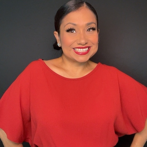 Burnt Orange Red Blouse - Picture 4 of 8